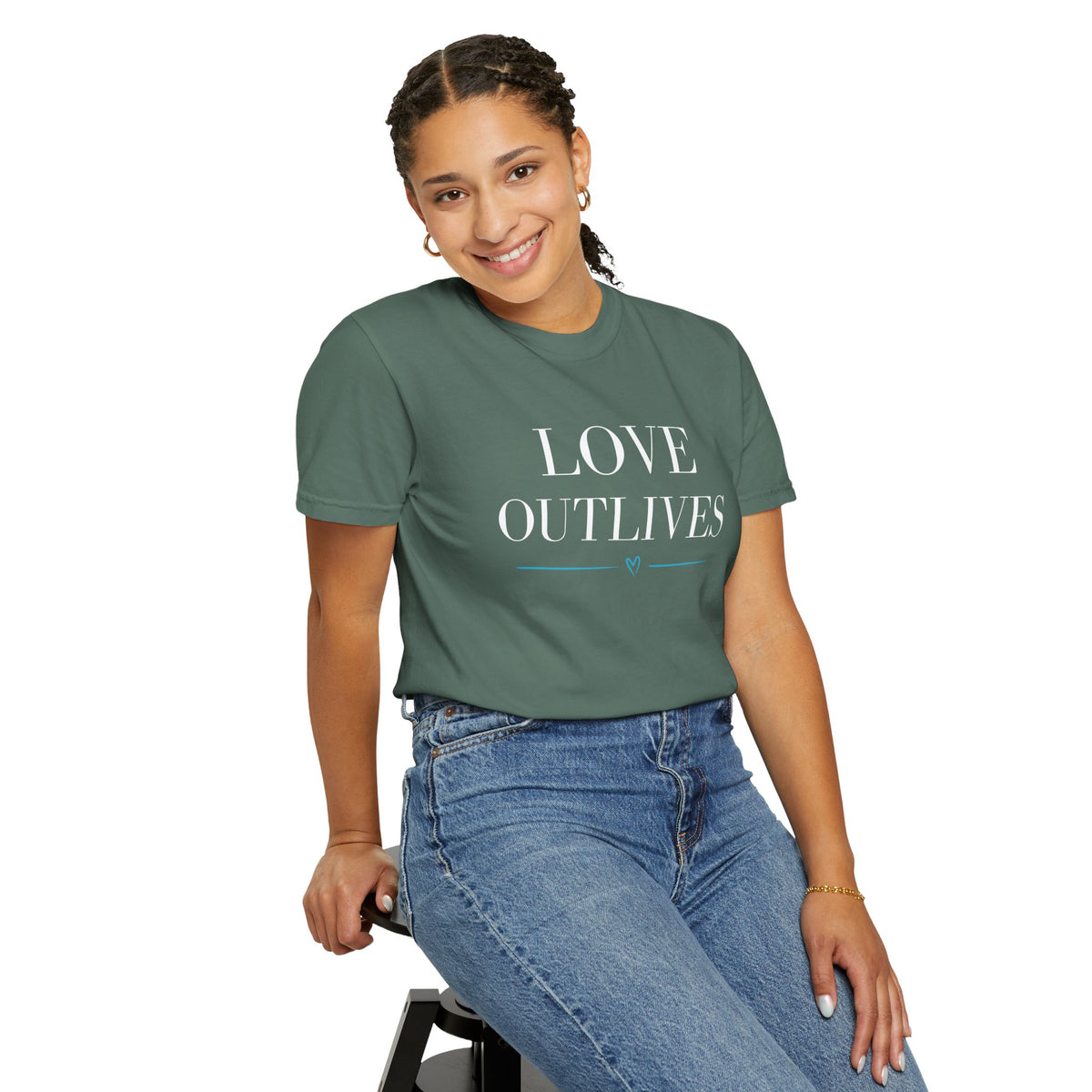 Love Outlives, Advocacy, Awareness, Unisex Garment-Dyed T-shirt