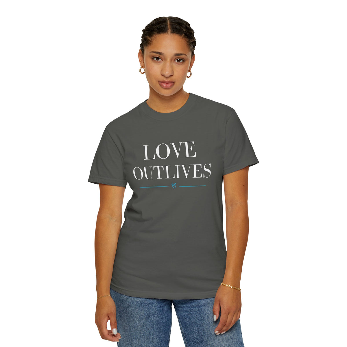 Love Outlives, Advocacy, Awareness, Unisex Garment-Dyed T-shirt