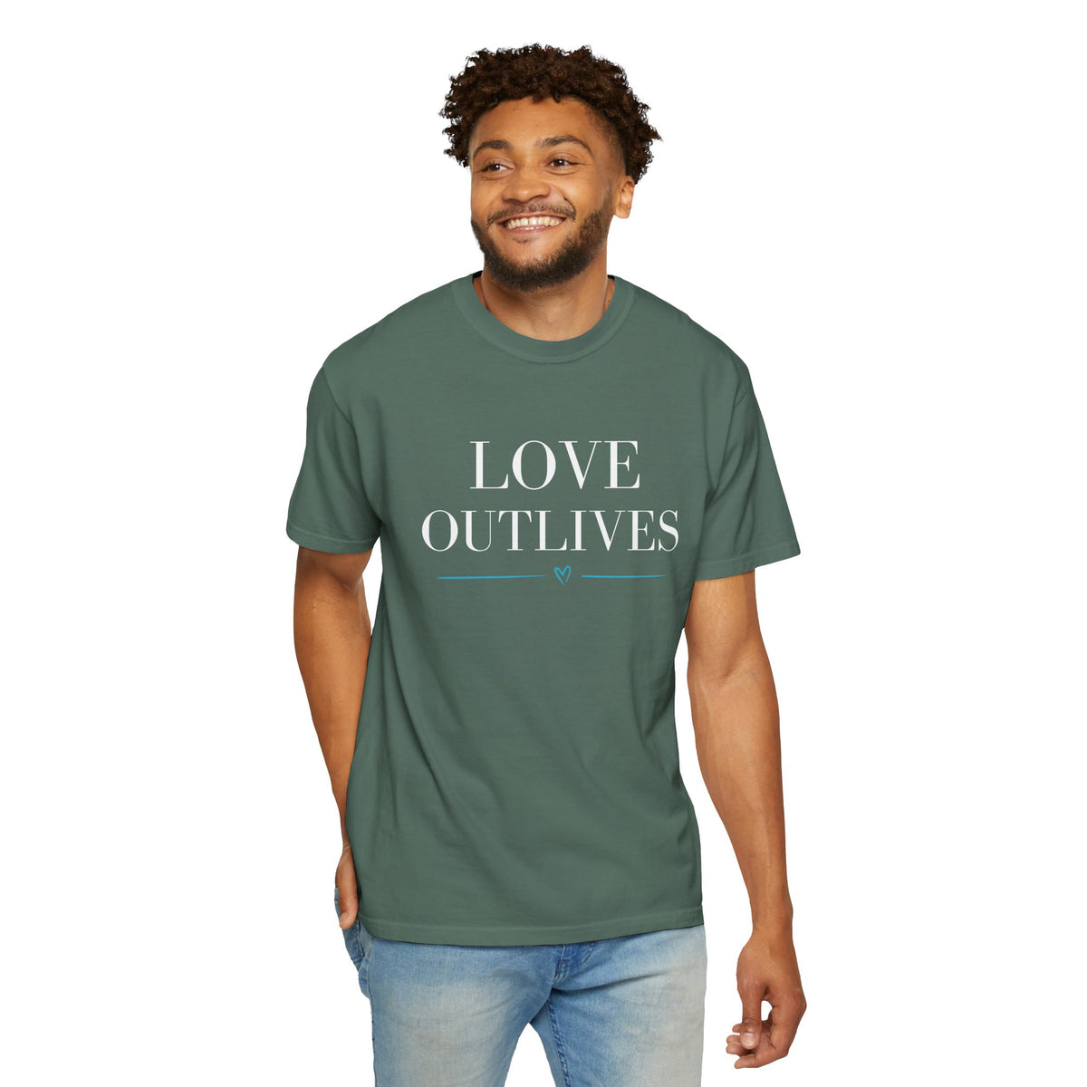 Love Outlives, Advocacy, Awareness, Unisex Garment-Dyed T-shirt